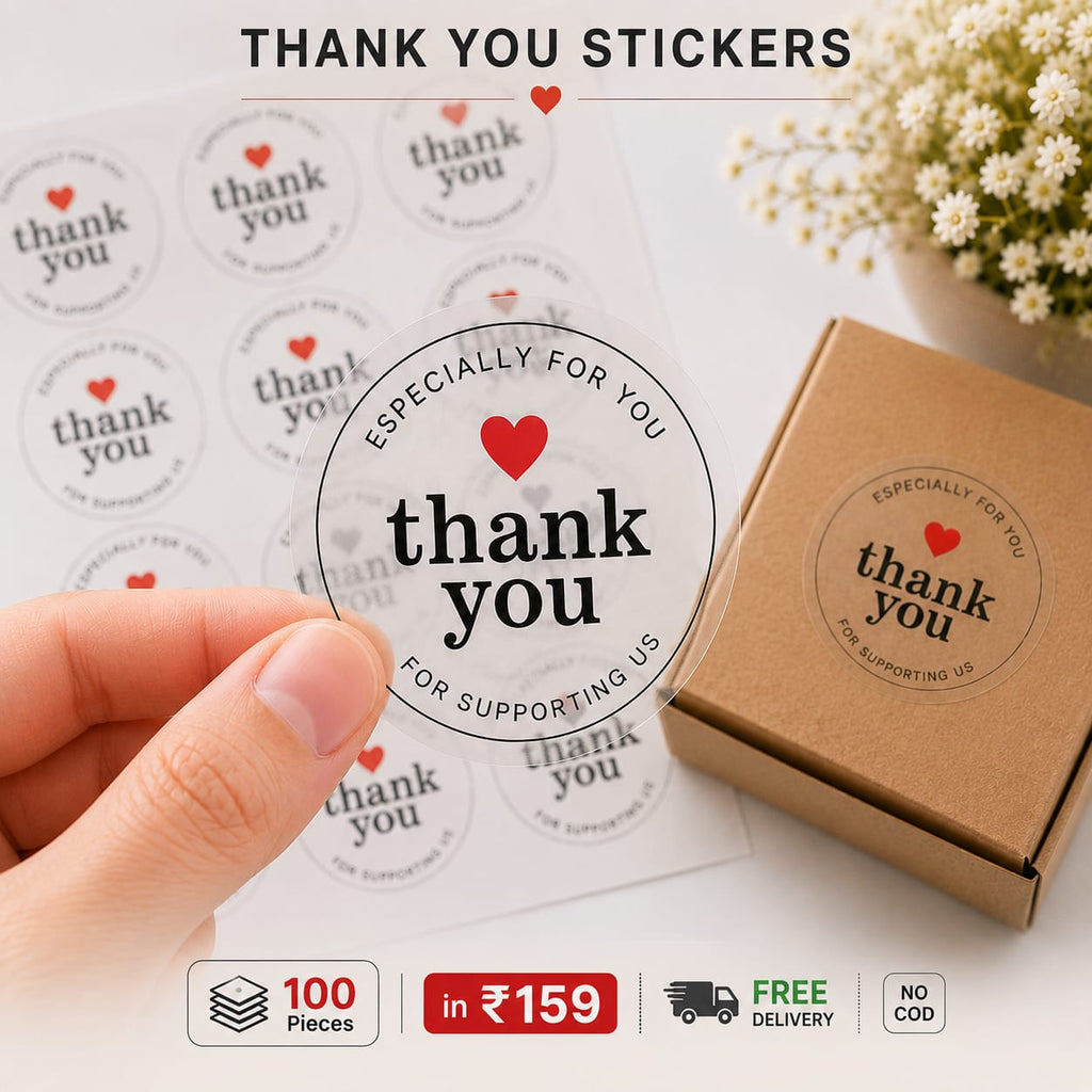 Transparent Thank You Stickers (100 Pieces)