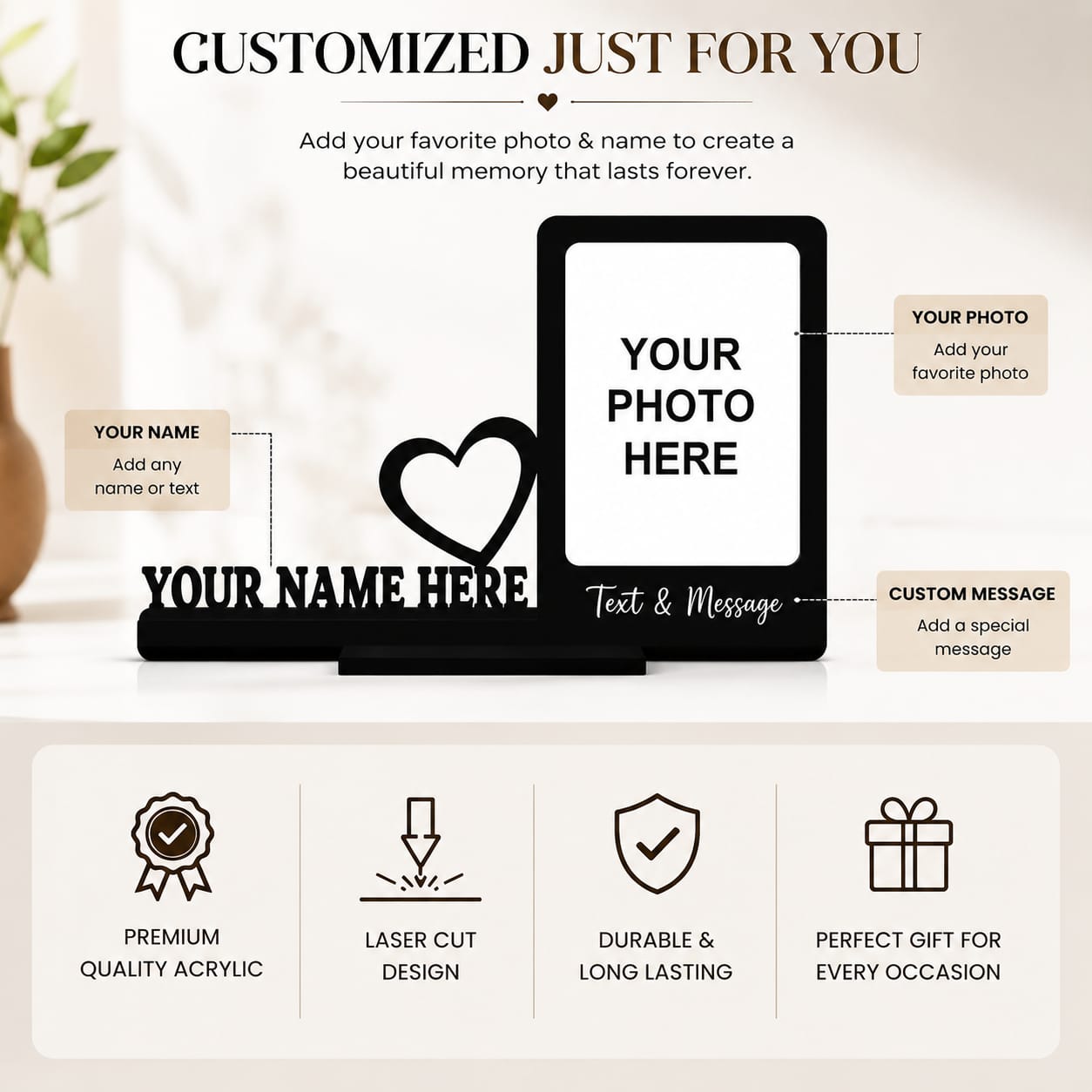 Personalized Photo Frame with Name & Custom Message
