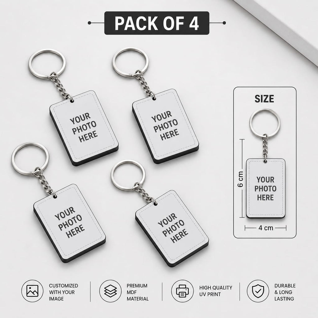 Personalized Photo Keychain Pack of 4