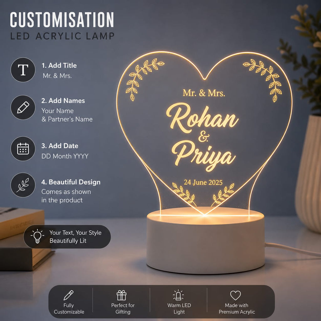 Personalized LED Acrylic Heart Lamp