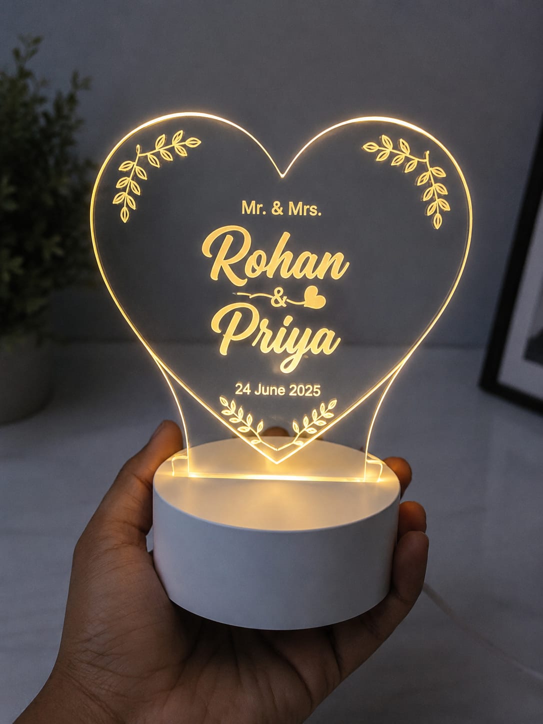 Personalized LED Acrylic Heart Lamp