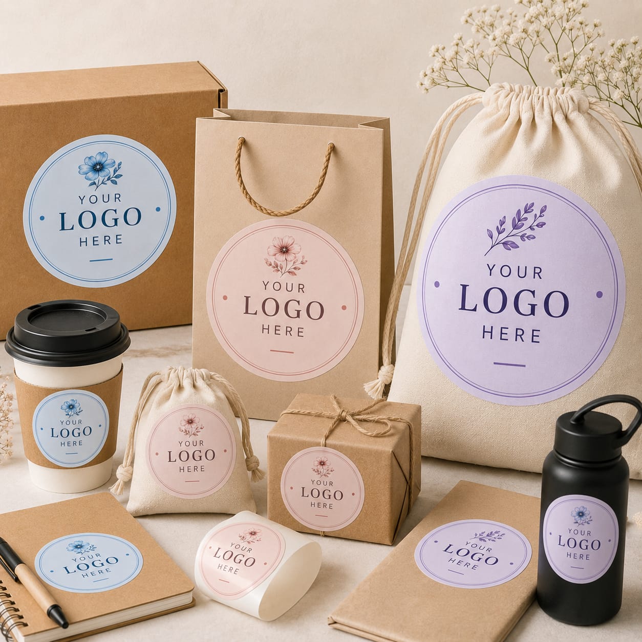 Custom Logo Stickers for Packaging (3, 4 and 5 inch)