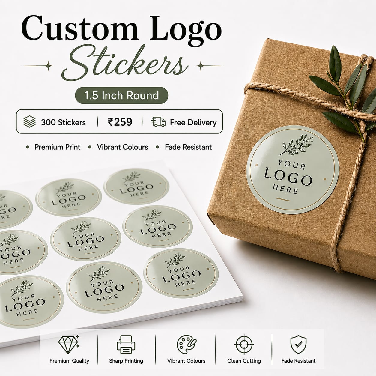 Custom Logo Stickers for Packaging (1.5 inch)