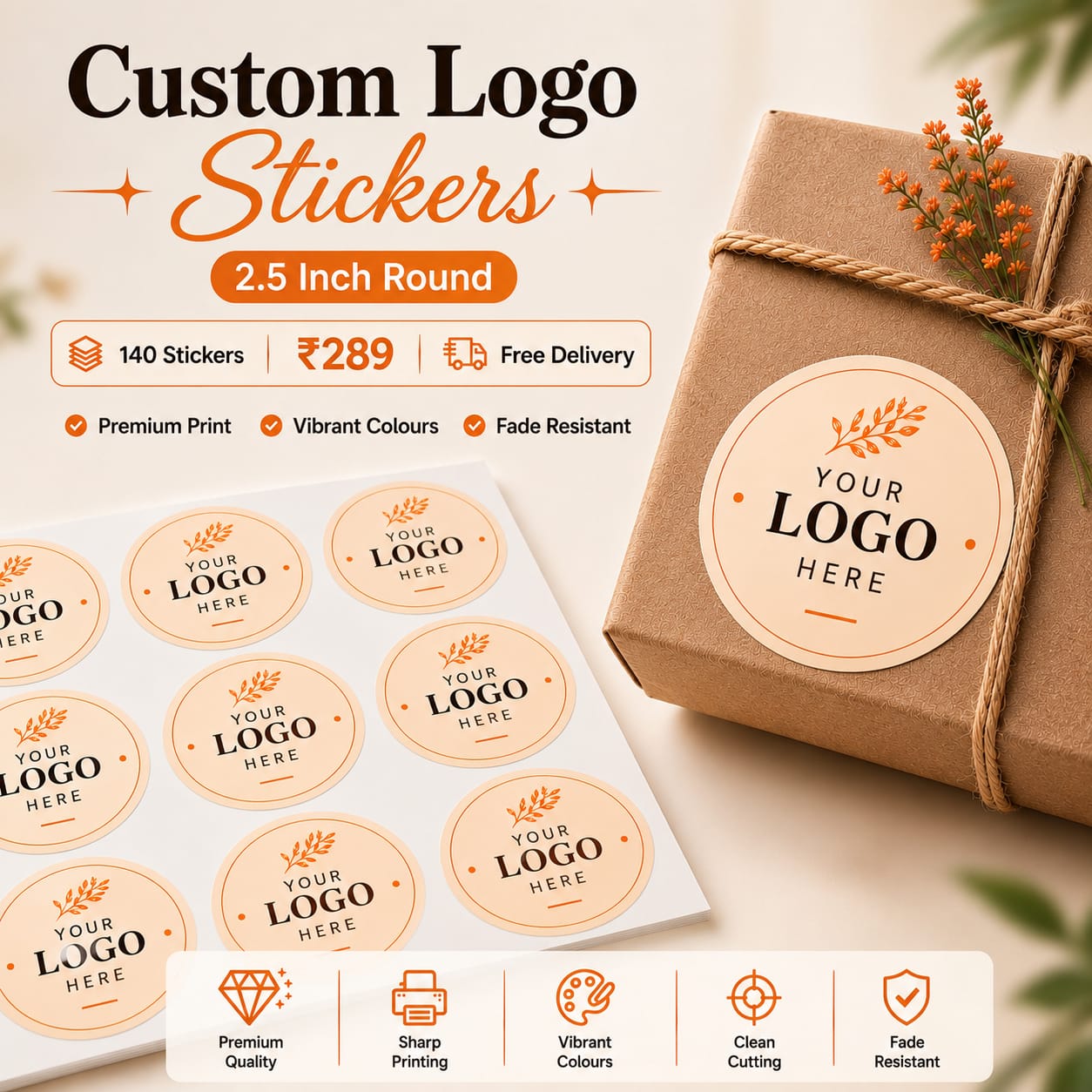 Custom Logo Stickers for Packaging (2.5 inch)