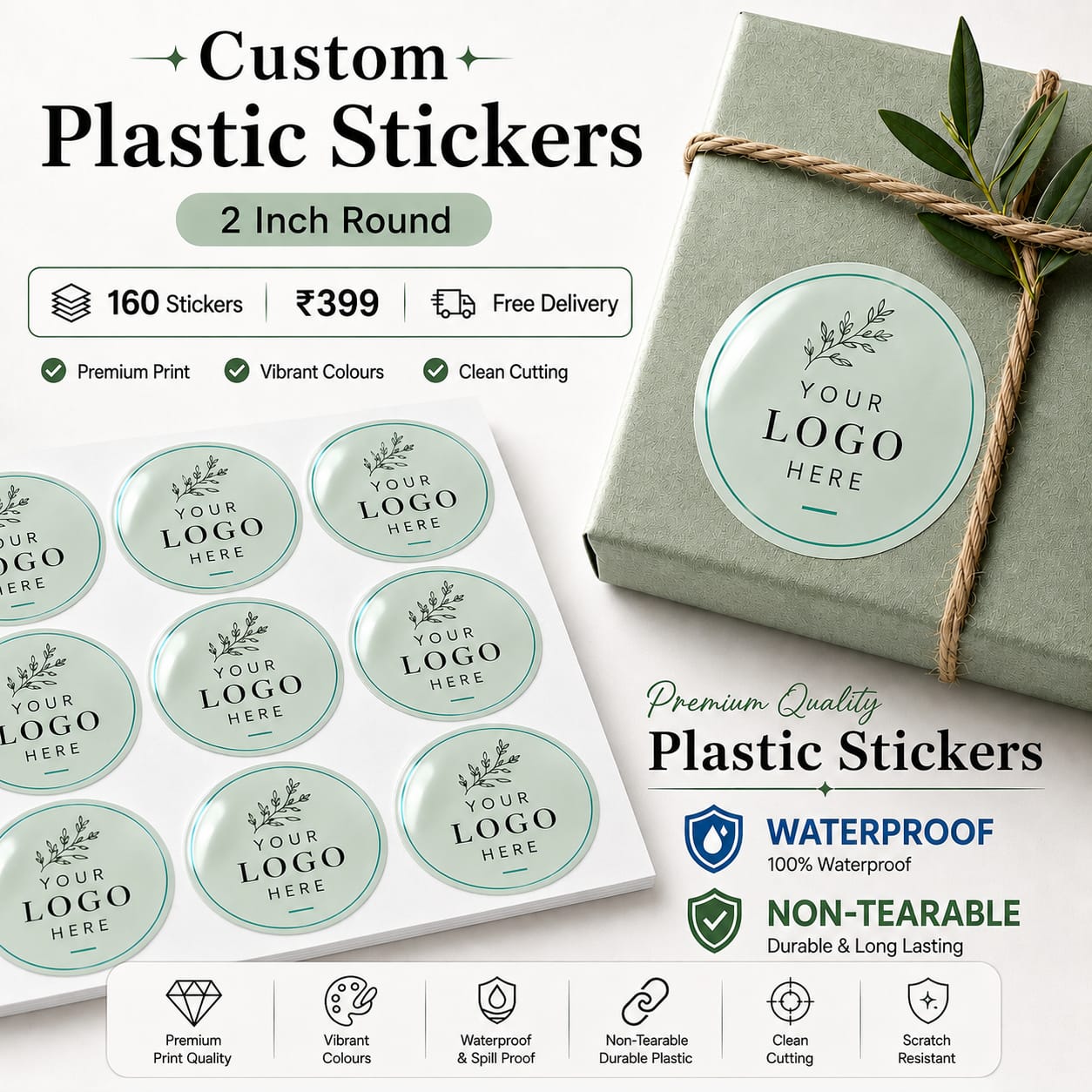 Custom Plastic Stickers (Non-Tearable & Waterproof)