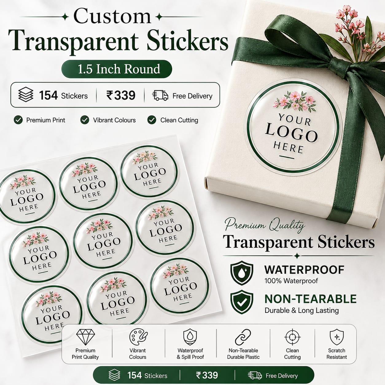 Custom Transparent Stickers (Non-Tearable & Waterproof)