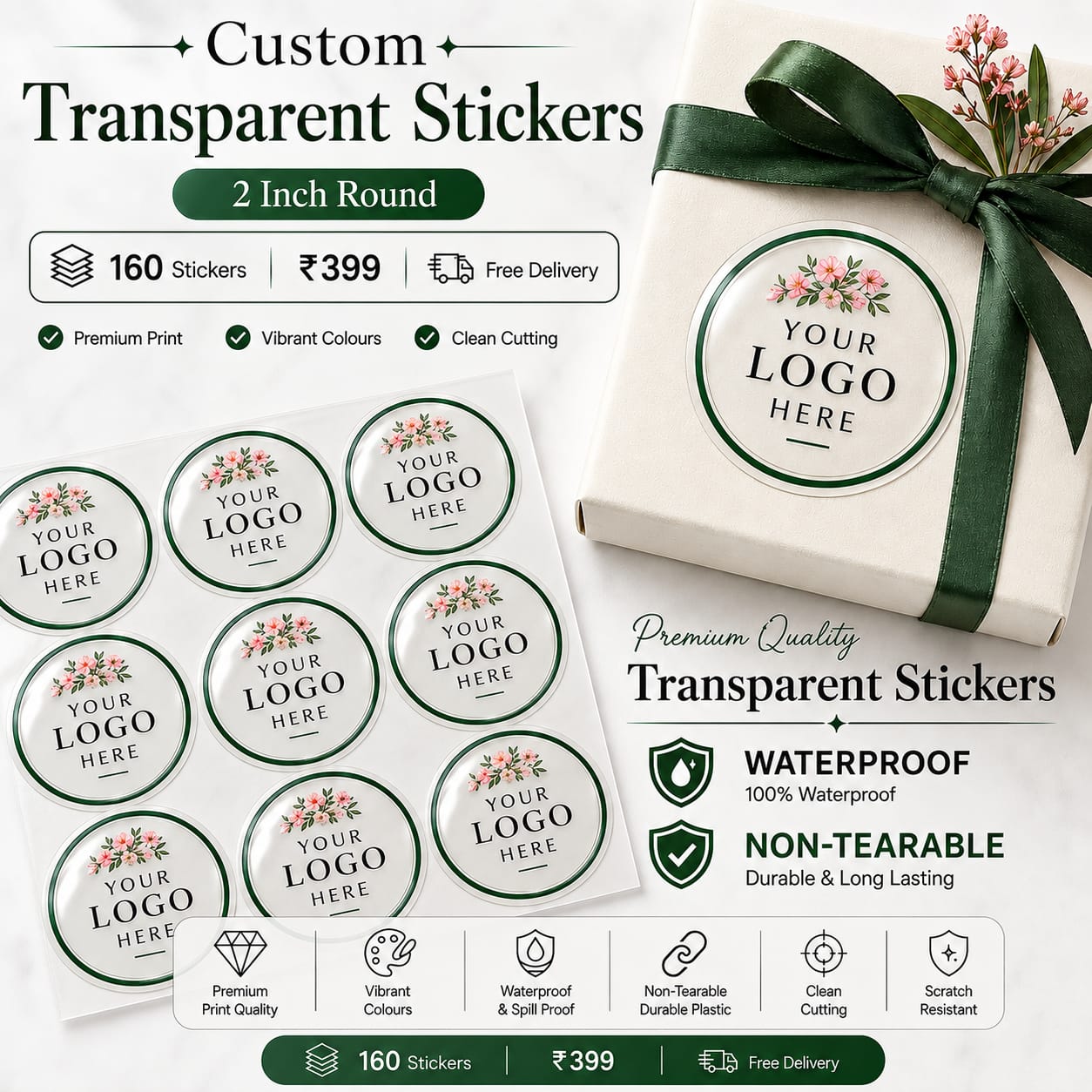 Custom Transparent Stickers (Non-Tearable & Waterproof)