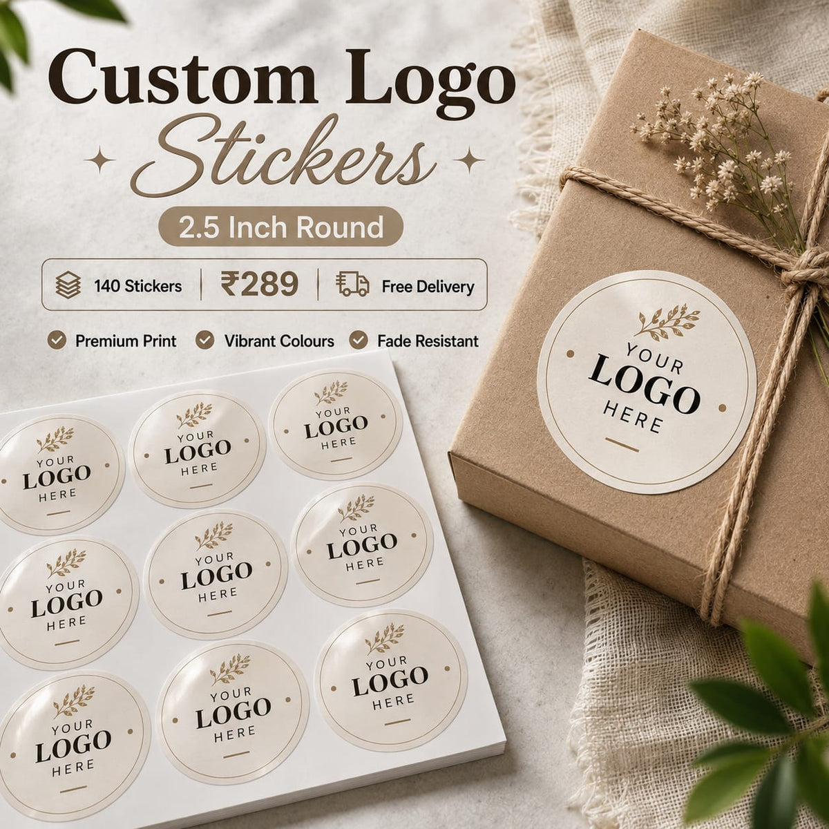 Custom Logo Stickers for Packaging (2.5 inch)